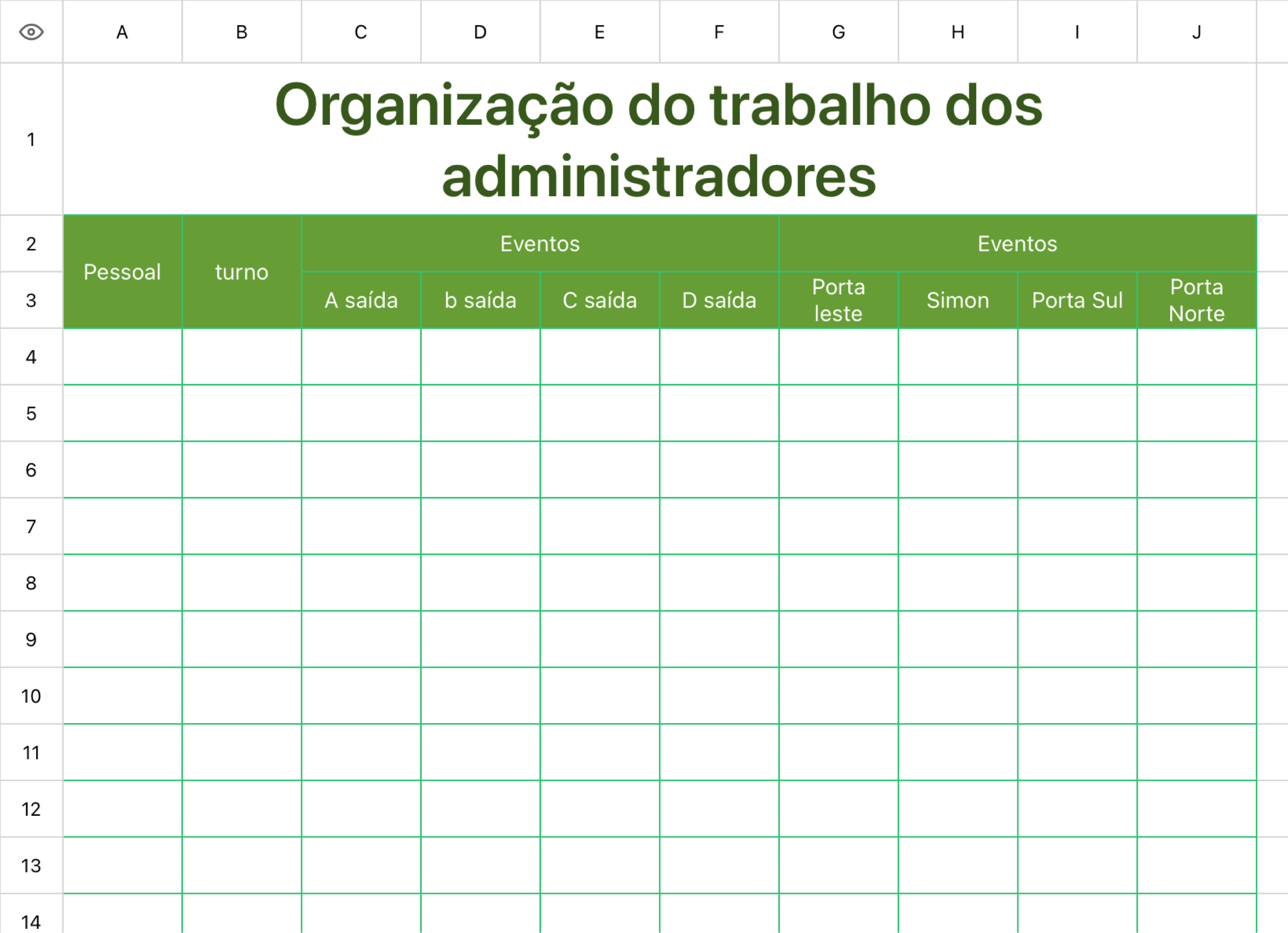 Organização de trabalho dos funcionários da administração